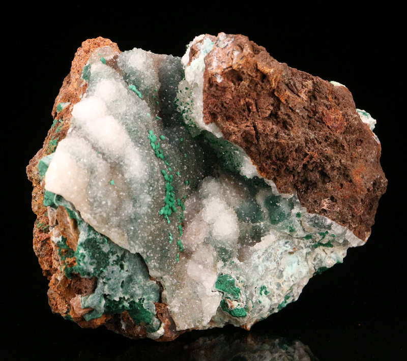 Malchite on Quartz on Matrix, Tenke Fungurume, DR Congo