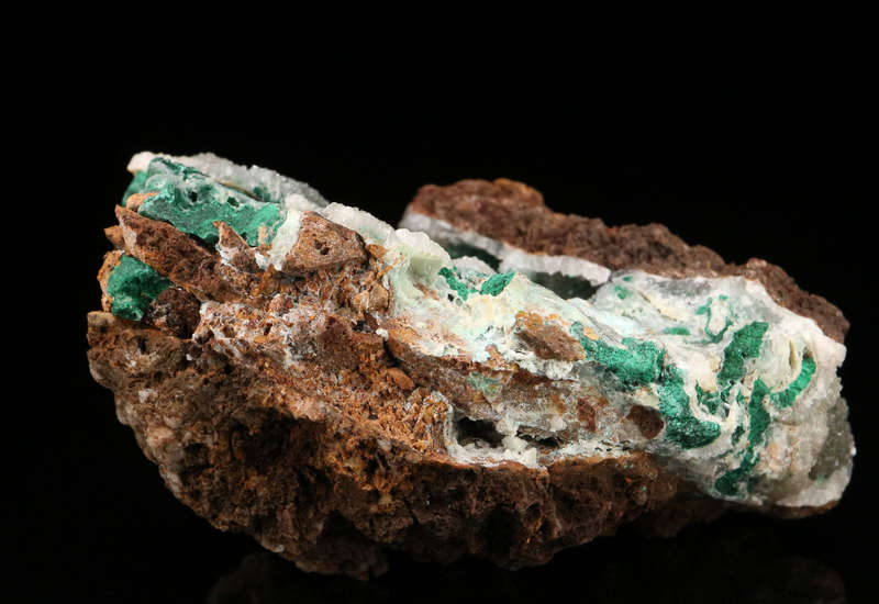 Malchite on Quartz on Matrix, Tenke Fungurume, DR Congo