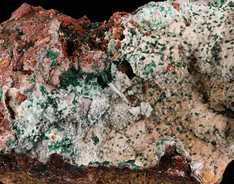 Malachite on Quartz on Chrysocolla, Tenke Fungurume, DR Congo