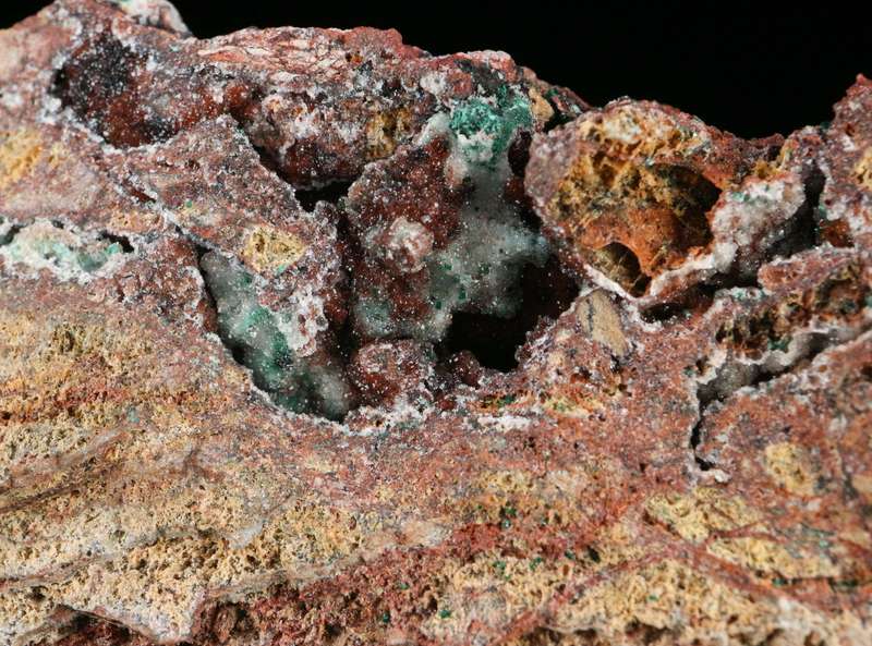 Malachite on Quartz on Chrysocolla, Tenke Fungurume, DR Congo