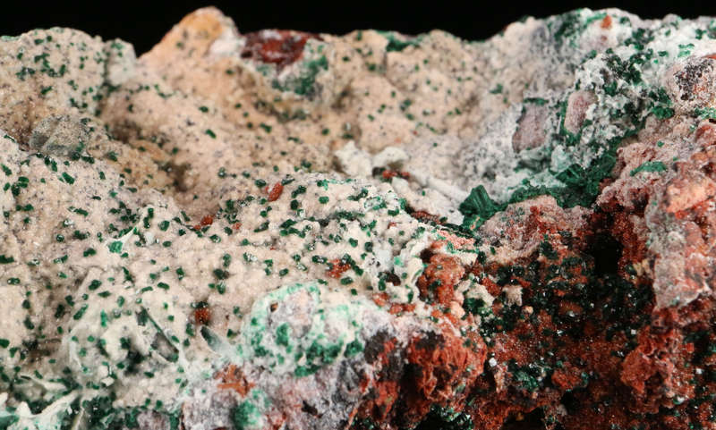 Malachite on Quartz on Chrysocolla, Tenke Fungurume, DR Congo