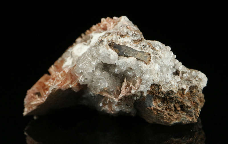Inesite, Calcite on Matrix,"N'Chwaning II Mine, Kalahari Manganese Field, Northern Cape, South Afric