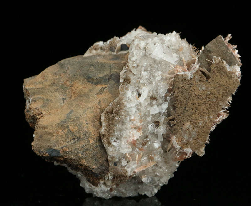 Inesite, Calcite on Matrix,"N'Chwaning II Mine, Kalahari Manganese Field, Northern Cape, South Afric