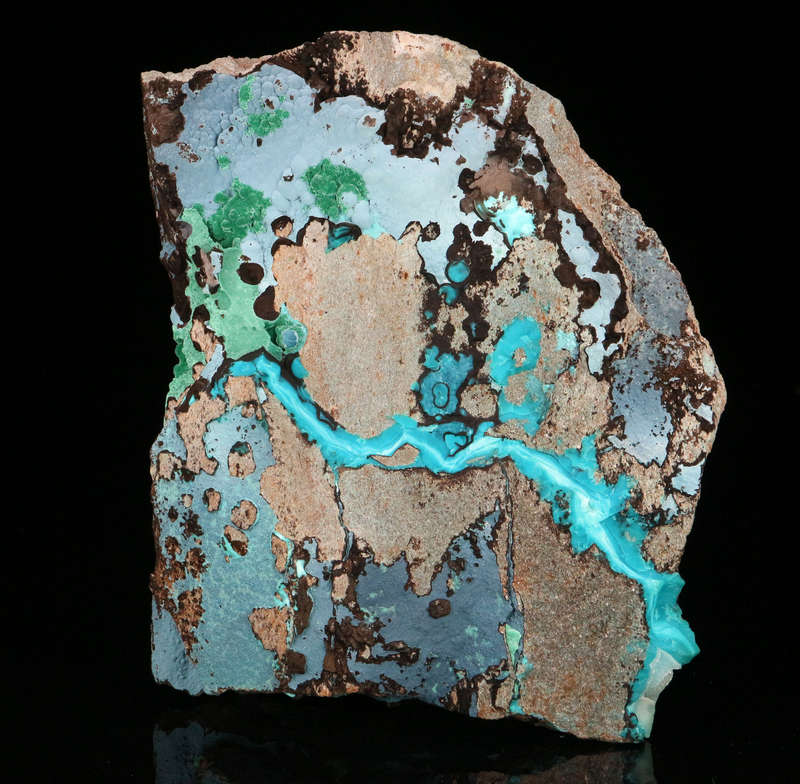 Plancheite, Chrysocolla & Malachite on Matrix, Skorpion Mine, Karas Region, Namibia