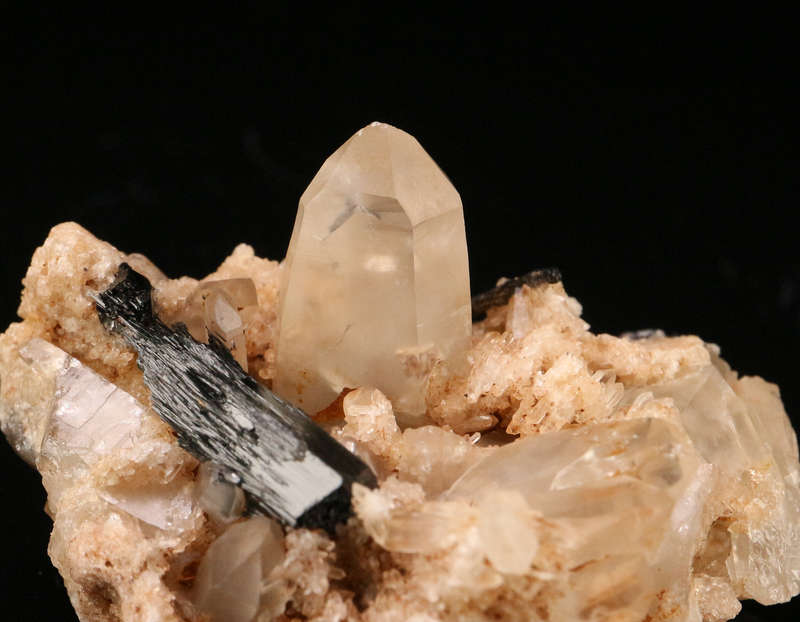 Schorl on Quartz Cluster, Erongo Mnt, Erongo Region, Namibia.