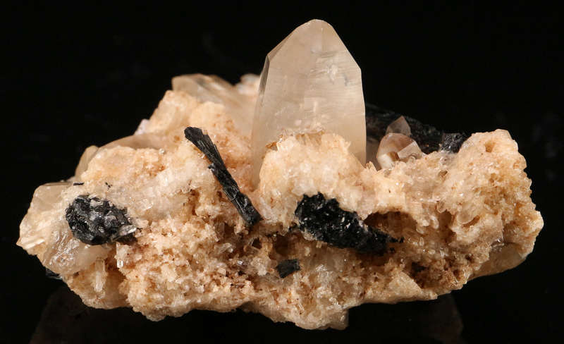 Schorl on Quartz Cluster, Erongo Mnt, Erongo Region, Namibia.