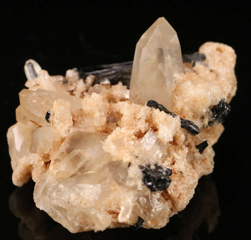 Schorl on Quartz Cluster, Erongo Mnt, Erongo Region, Namibia.
