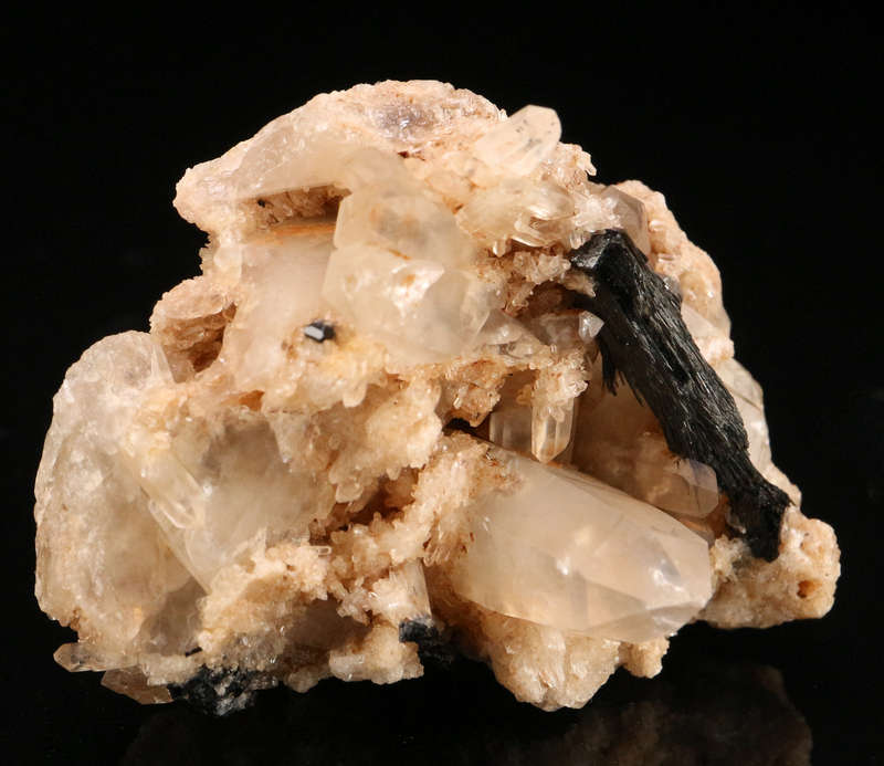 Schorl on Quartz Cluster, Erongo Mnt, Erongo Region, Namibia.