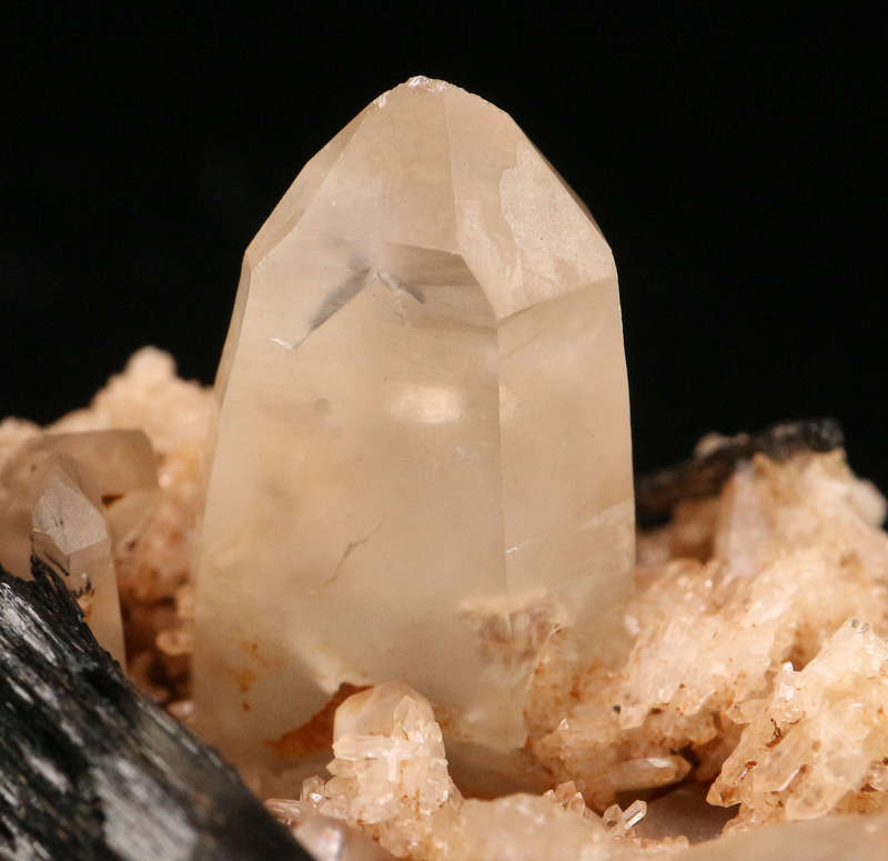 Schorl on Quartz Cluster, Erongo Mnt, Erongo Region, Namibia.