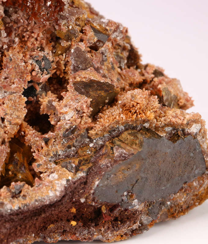 Calcite on Goethite psm Limonite, N'Chwaning II, Northern Cape, South Africa