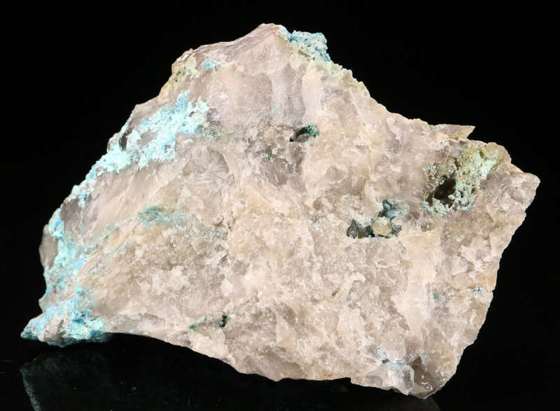 Malachite. Shattuckite on Quartz, Kaokoveld Region, Namibia