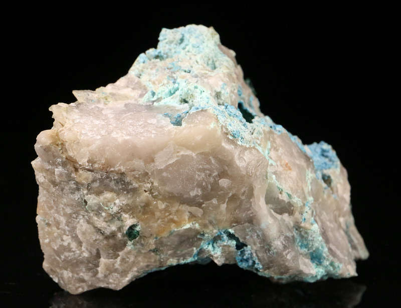 Malachite. Shattuckite on Quartz, Kaokoveld Region, Namibia