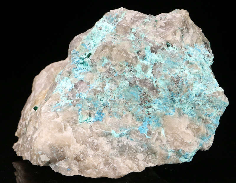 Malachite. Shattuckite on Quartz, Kaokoveld Region, Namibia