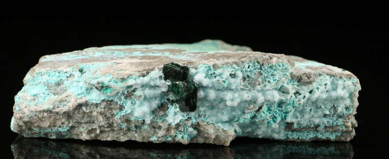 Malachite on Quartz on Chrysocolla on Matrix, Tenke Fungurume, DR Congo