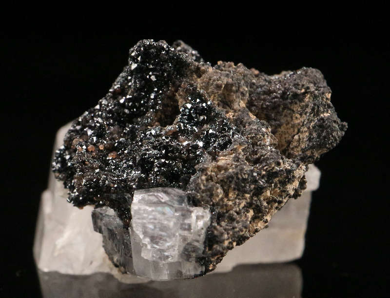 Calcite on Manganite, N'Chwaning II, Northern Cape, South Africa