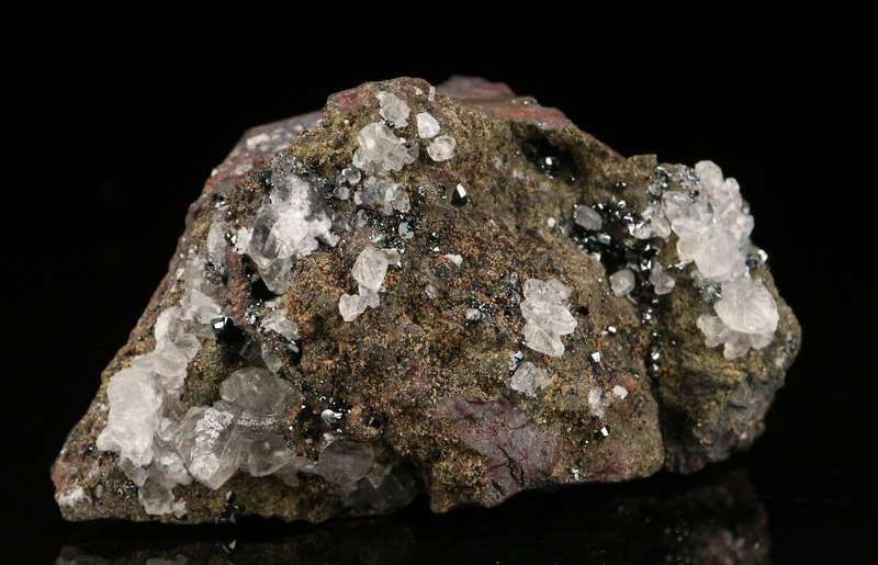 Calcite, Hematite on Matrix,"N'Chwaning II Mine, Kalahari Manganese Field, Northern Cape, South Afri