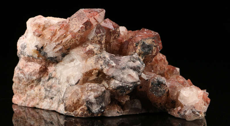 Red Hematite in Quartz Cluster, Orange River Area, Northern Cape, South Africa
