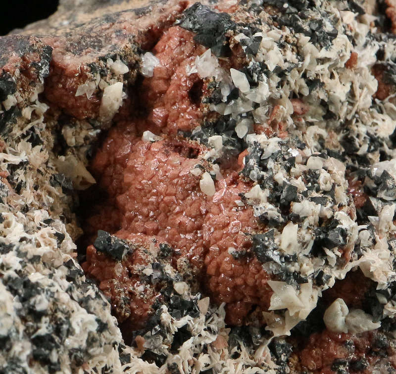 Baryte, Hausmannite on Andradite,"N'Chwaning II Mine, Kalahari Manganese Field, Northern Cape, South