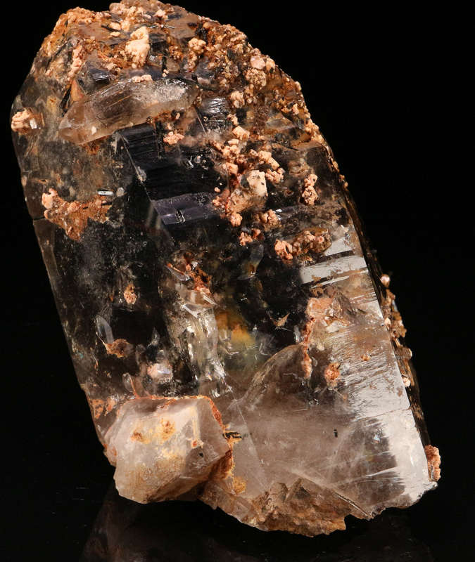 Orthoclase, Aegirine on Smoky Quartz XLS, Zomba Mnt, Malawi
