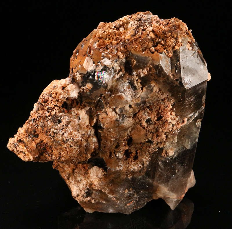 Orthoclase, Aegirine on Smoky Quartz XLS, Zomba Mnt, Malawi