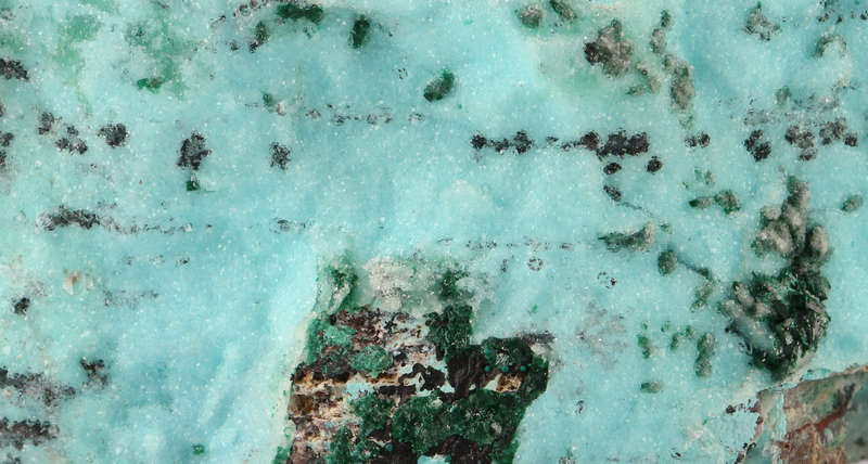 Quartz over Malachite and Chrysocolla on Matrix, Tenke Fungurume, DR Congo