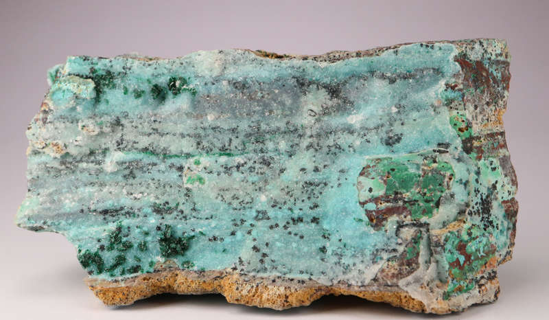 Quartz over Malachite and Chrysocolla on Matrix, Tenke Fungurume, DR Congo
