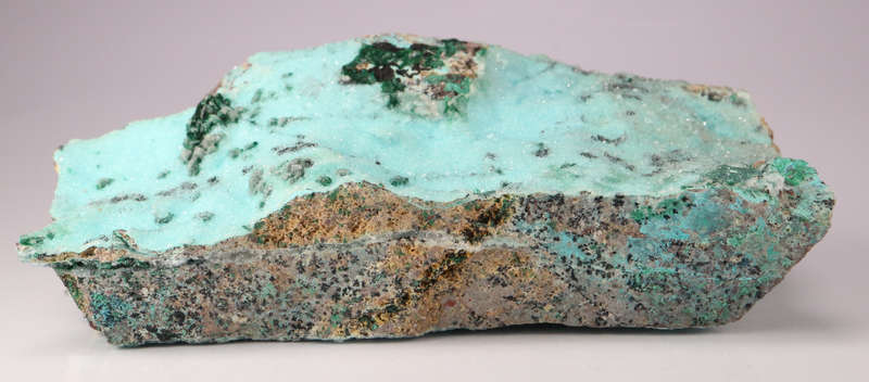Quartz over Malachite and Chrysocolla on Matrix, Tenke Fungurume, DR Congo