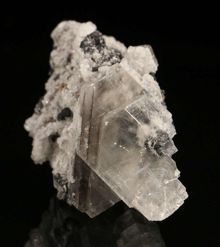 Calcite on Hausmannite, "N'Chwaning II Mine, Kalahari Manganese Field, Northern Cape, South Africa "