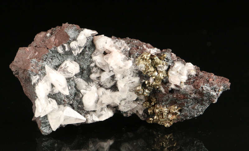 Calcite, Pyrite on Matrix,"N'Chwaning II Mine, Kalahari Manganese Field, Northern Cape, South Africa