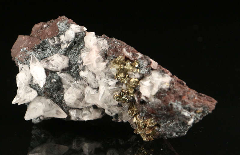 Calcite, Pyrite on Matrix,"N'Chwaning II Mine, Kalahari Manganese Field, Northern Cape, South Africa