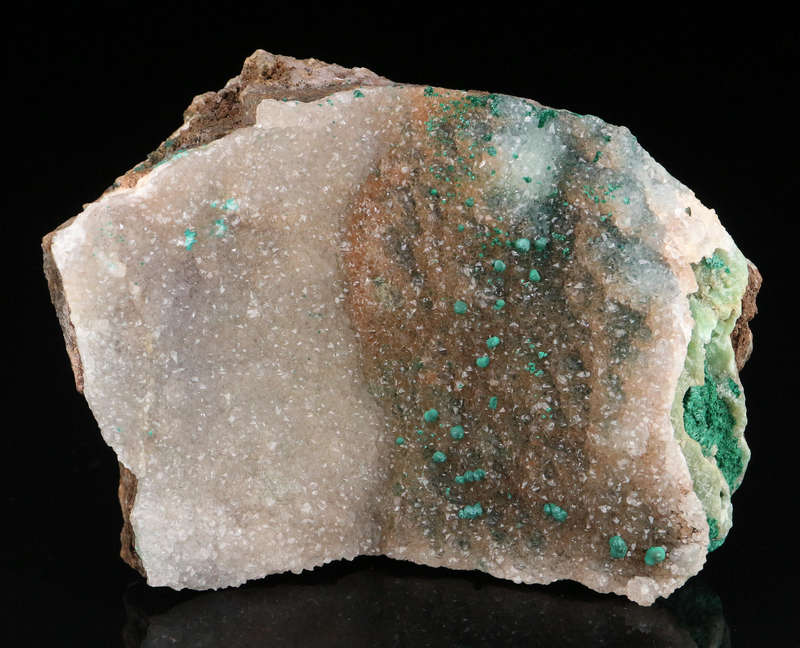 Malachite on Quartz, Tenke Fungurume, DR Congo