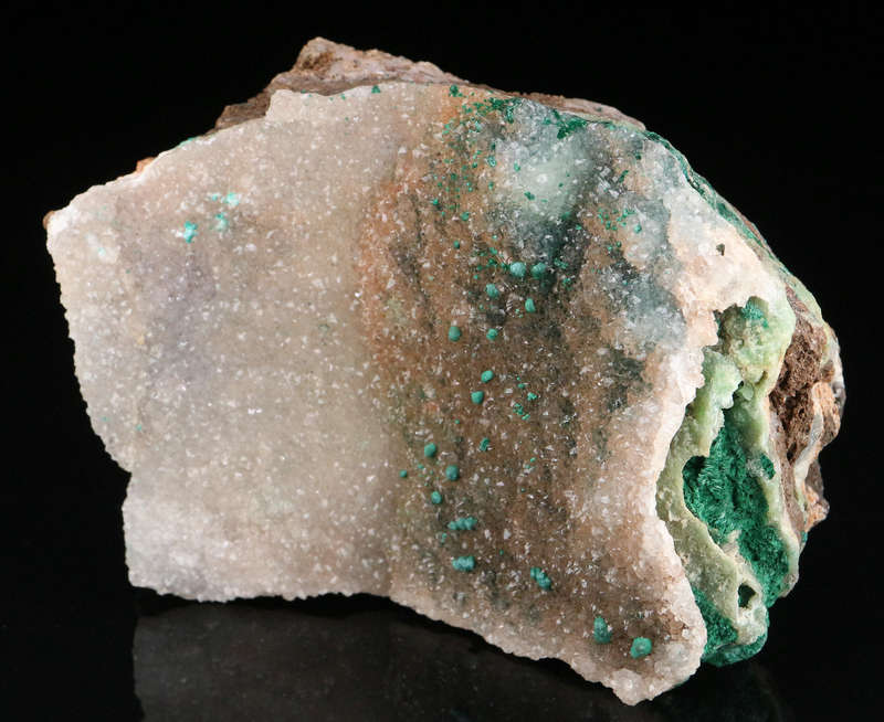Malachite on Quartz, Tenke Fungurume, DR Congo