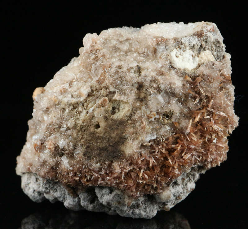 Inesite, Calcite on Matrix,"N'Chwaning II Mine, Kalahari Manganese Field, Northern Cape, South Afric