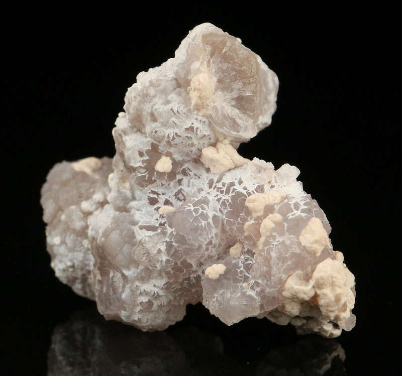 Calcite on Amethyst Quartz Cluster,"N'Chwaning III Mine, Kalahari Manganese Field, Northern Cape, So