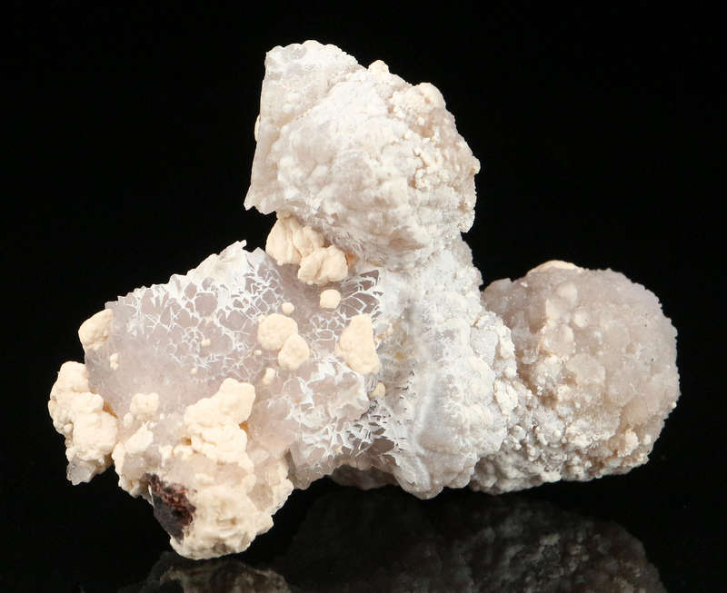 Calcite on Amethyst Quartz Cluster,"N'Chwaning III Mine, Kalahari Manganese Field, Northern Cape, So