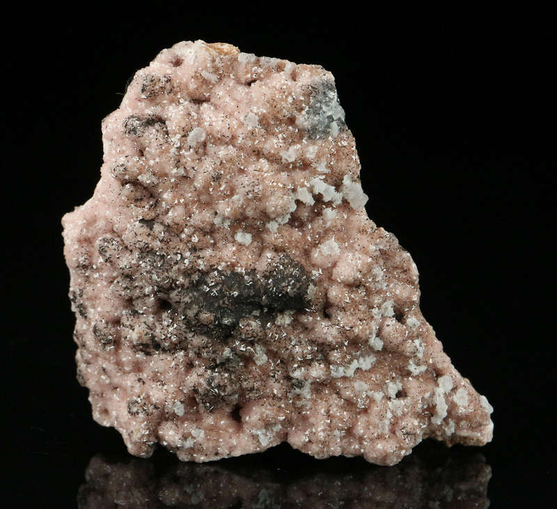 Manganite on Rhodochrosite,"N'Chwaning II Mine, Kalahari Manganese Field, Northern Cape, South Afric