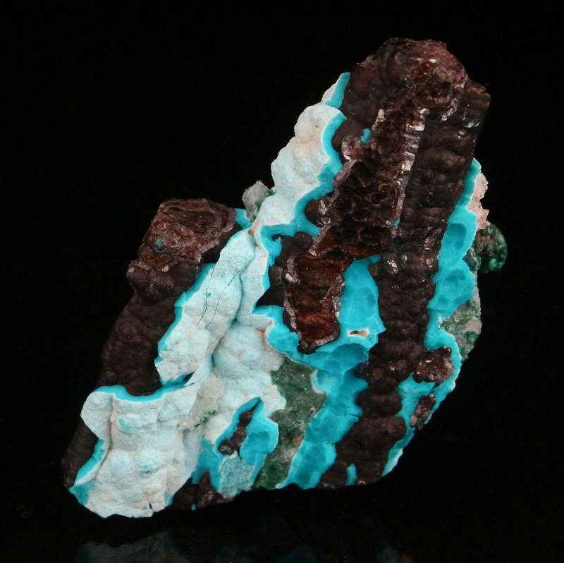 Malachite, Quartz on Chrysocolla, Skorpion Mine, Karas Region, Namibia