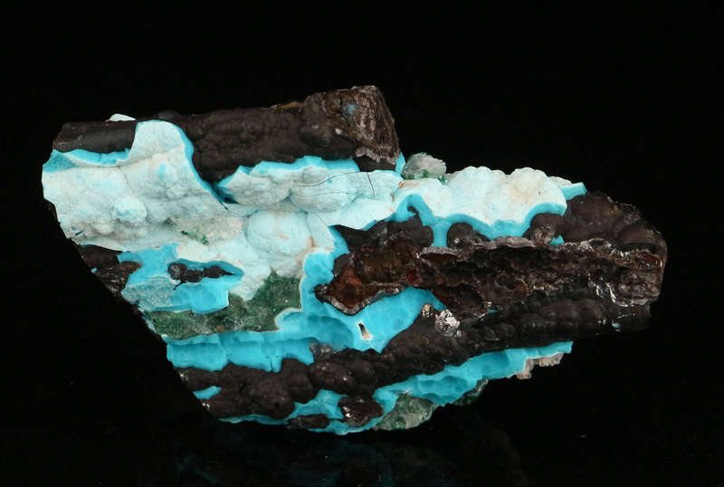Malachite, Quartz on Chrysocolla, Skorpion Mine, Karas Region, Namibia