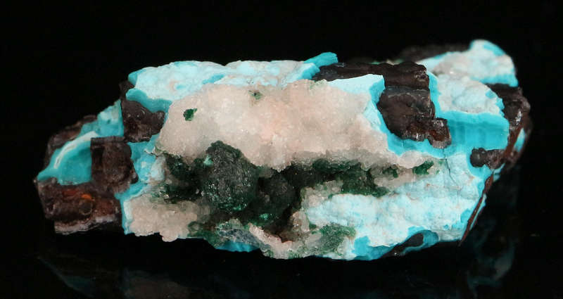 Malachite, Quartz on Chrysocolla, Skorpion Mine, Karas Region, Namibia