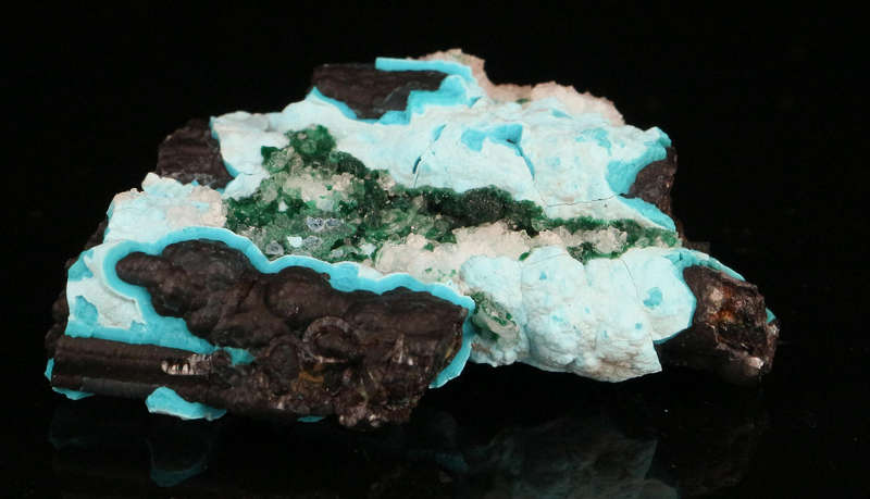 Malachite, Quartz on Chrysocolla, Skorpion Mine, Karas Region, Namibia