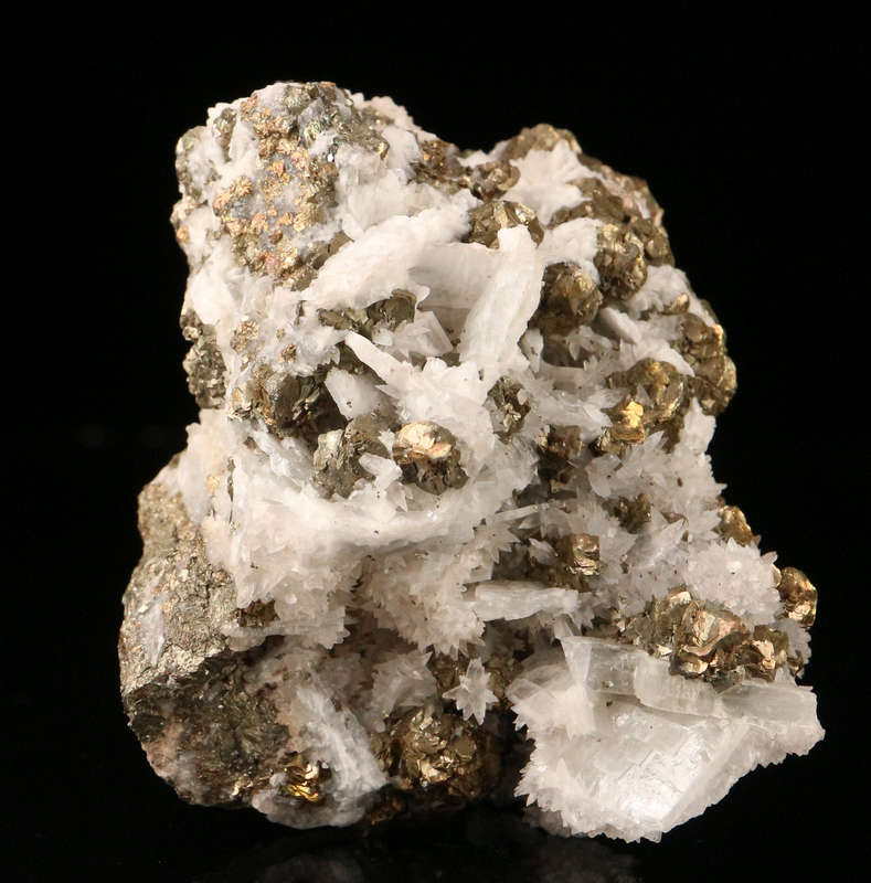 Calcite on Baryte on Pyrite, N'Chwaning II, Northern Cape, South Africa