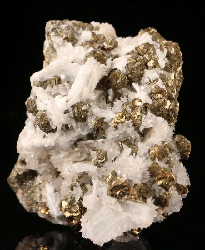 Calcite on Baryte on Pyrite, N'Chwaning II, Northern Cape, South Africa