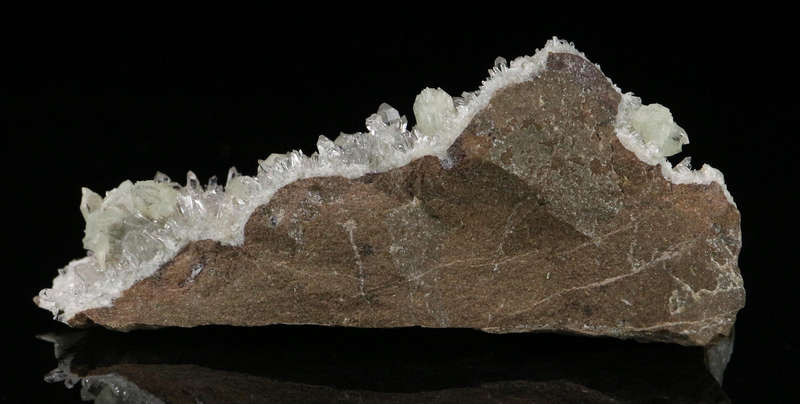 Prehnite on Quartz on Matrix, Gobobosebberge Mnt, Namibia