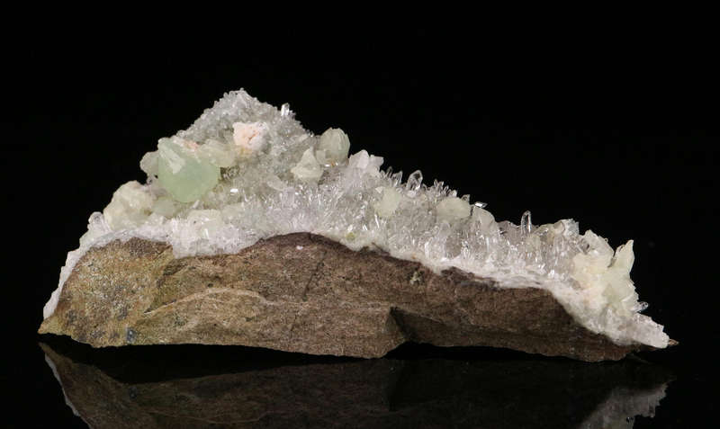 Prehnite on Quartz on Matrix, Gobobosebberge Mnt, Namibia