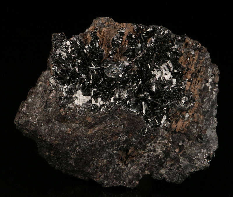 Calcite on Manganite on Matrix,"N'Chwaning II Mine, Kalahari Manganese Field, Northern Cape, South A