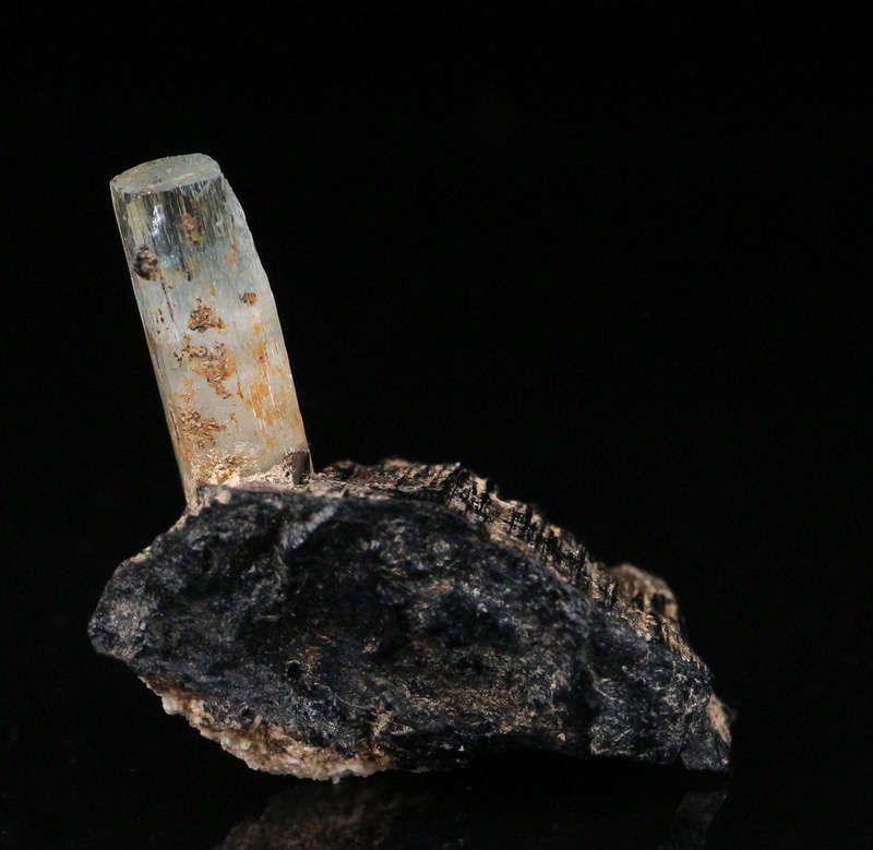 Aquamarine on Schorl, Erongo Mnt Region, Namibia