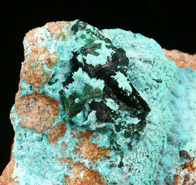 Malachite on Chrysocolla, Tenke Fungurume, DR Congo