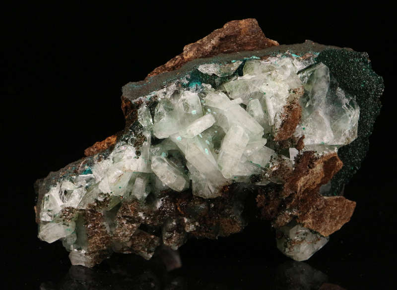 Malachite on Baryte on Matrix, Shangulowé Mine, Kambove, Haut-Katanga, DR Congo