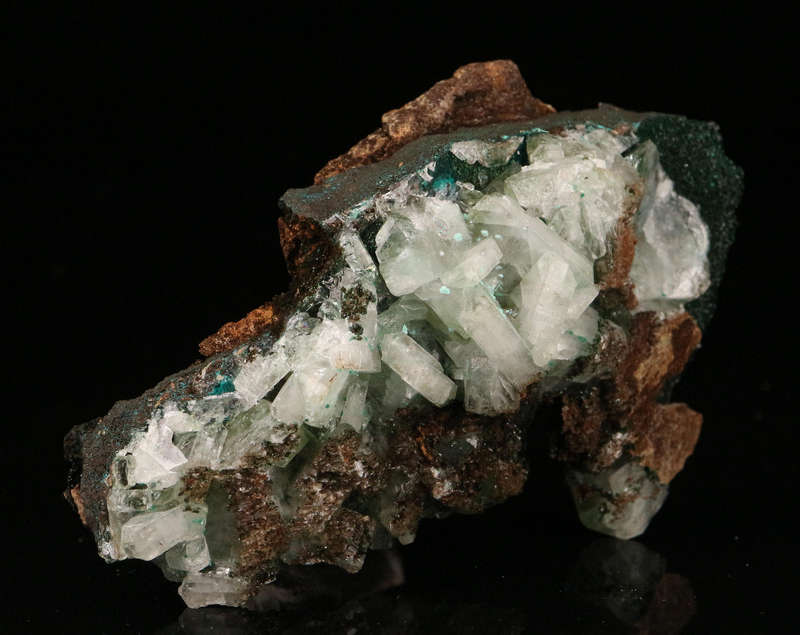 Malachite on Baryte on Matrix, Shangulowé Mine, Kambove, Haut-Katanga, DR Congo