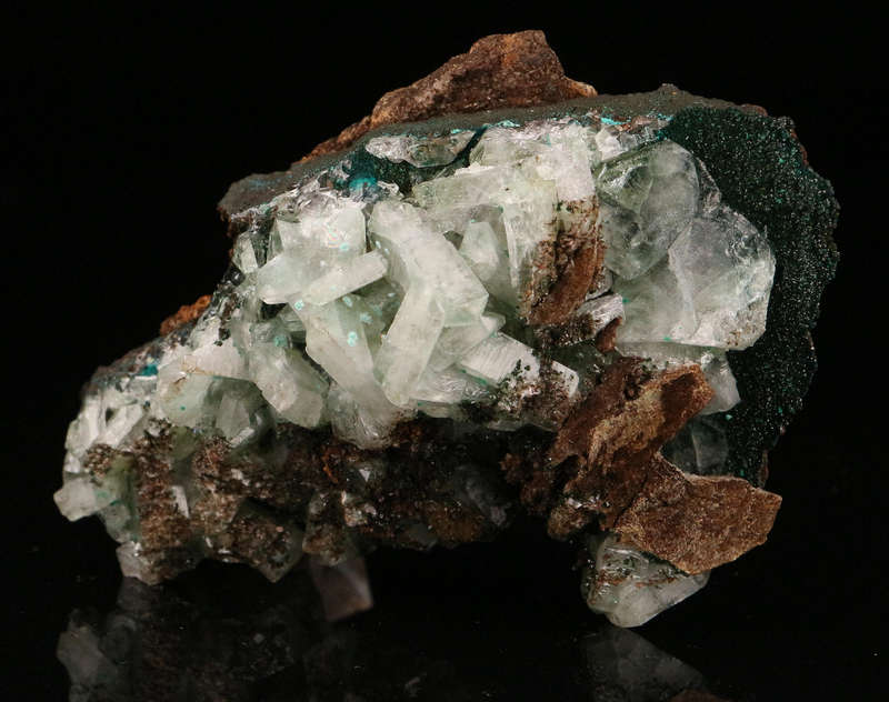Malachite on Baryte on Matrix, Shangulowé Mine, Kambove, Haut-Katanga, DR Congo